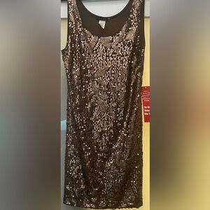 BLACK GOLD Brown Sequin Dress Size Medium